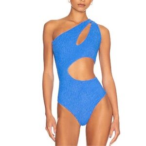 Boamar Blue Cut Out One Piece Swimsuit One Shoulder Swim Size L